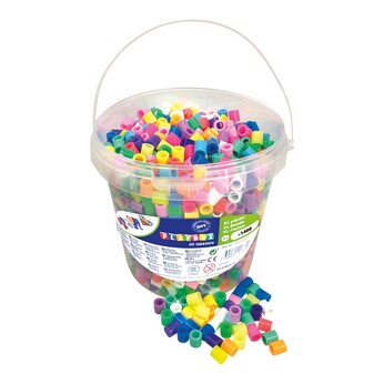XL Bügelperlen-Set im Eimer 1400 Stück neon & pastell