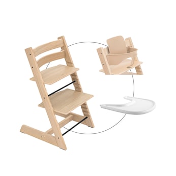 Bundle Treppenhochstuhl Eiche inkl. Babyset & Tray