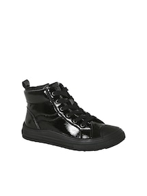 Mädchen High-Sneakers in Lack-Optik, Reißverschluss und Schnürung
