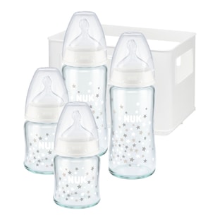 5-tlg. Babyflaschen-Set First Choice Plus, Anti-Kolik-Weithals, 120-240 ml, Glas und Silikon, 0-6M