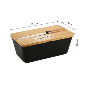 Brotbox mit Bambus-Schneidebrett und Messer 