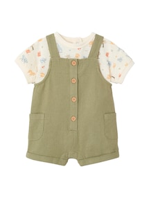 Jungen Baby-Set: Body & Latzhose mit Leinen