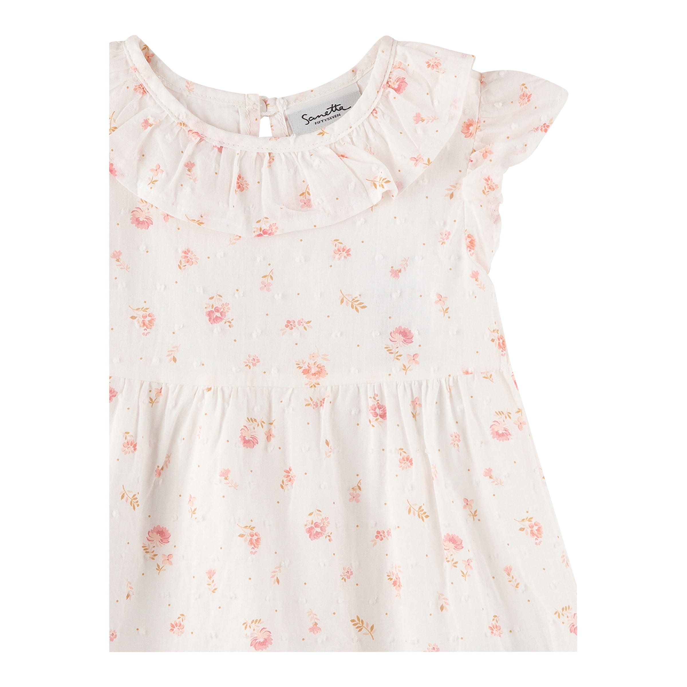 Webkleid Flügelarm Rüschenkragen Blumen