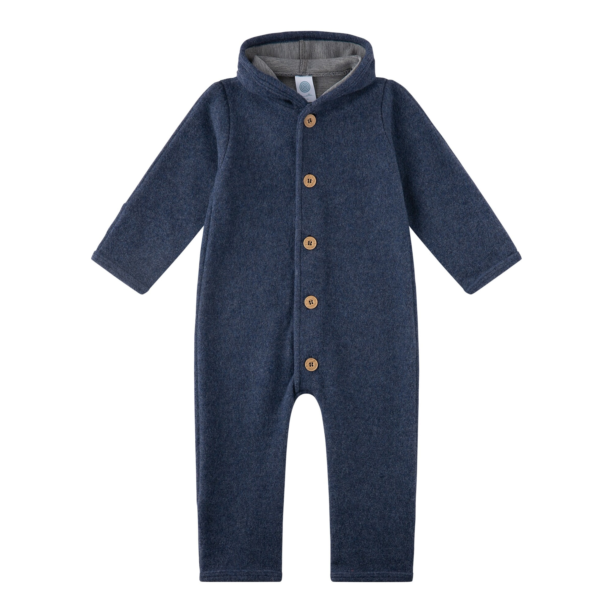 Sanetta Wollfleece-Overall mit Kapuze und Klappbündchen