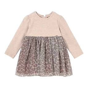 Kleid langarm 2 in 1 mit Tüllrock Leoprint