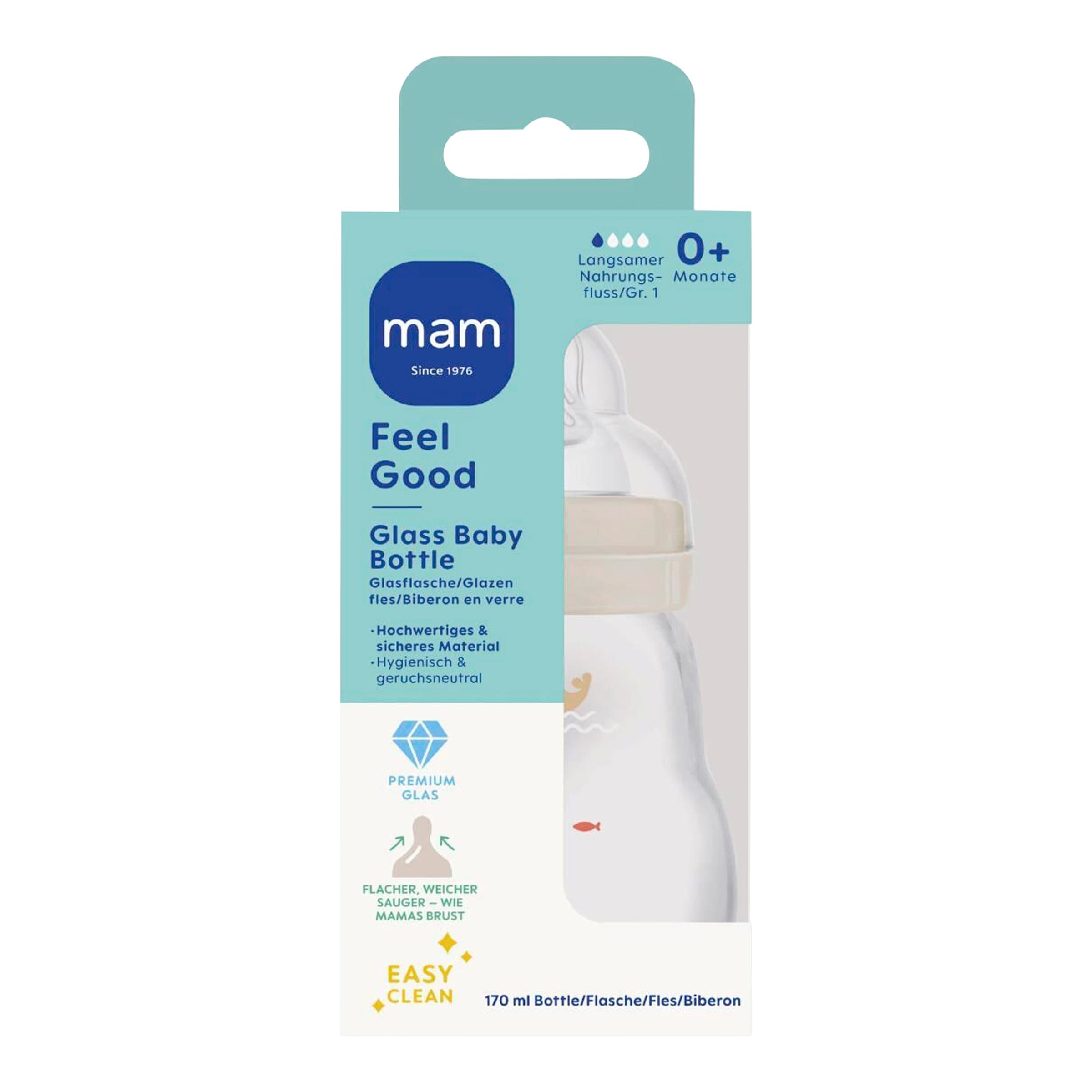 Mam Babyflasche Feel Good matt, Glas, 170 ml, ab 0M