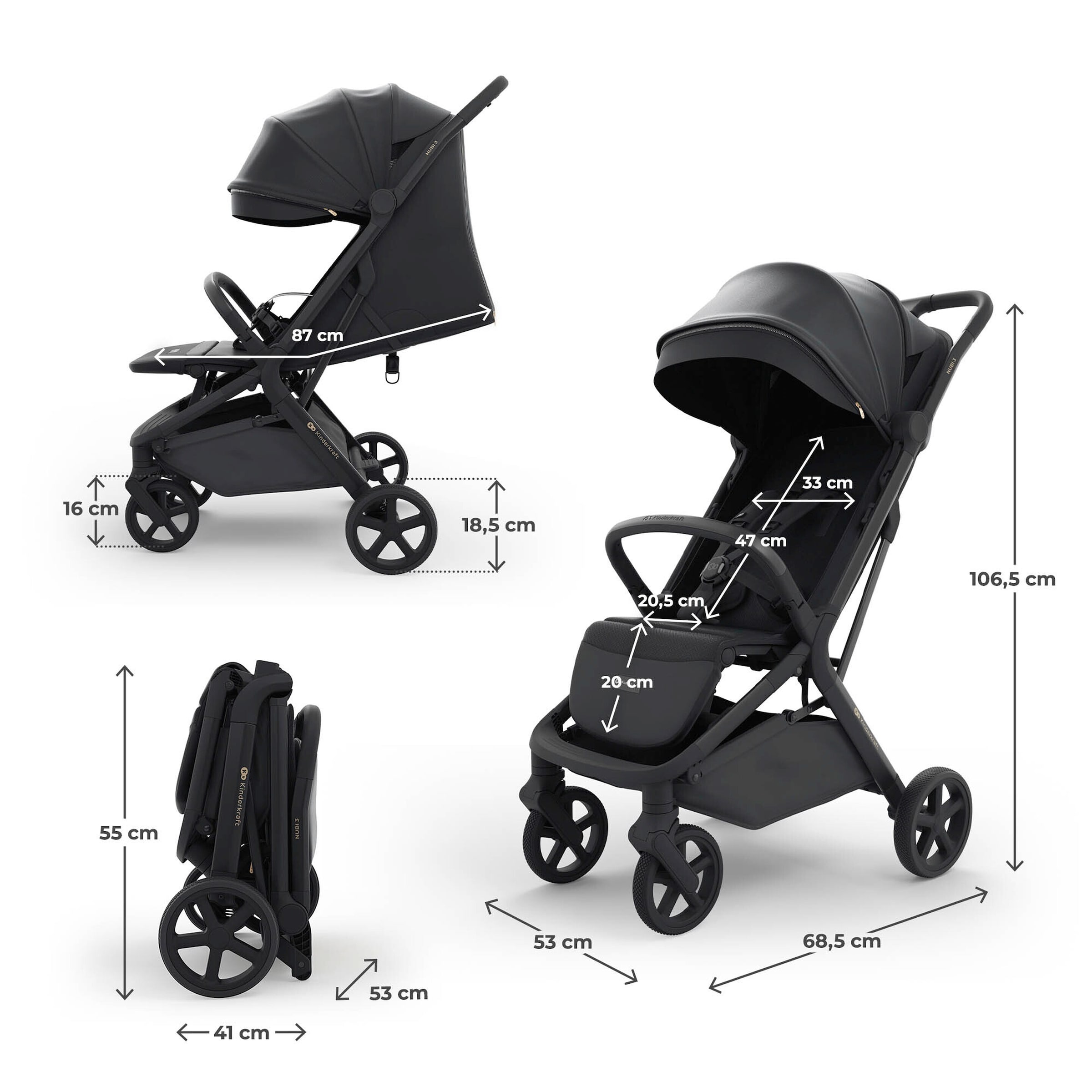 Kinderkraft Buggy NUBI 3 schwarz