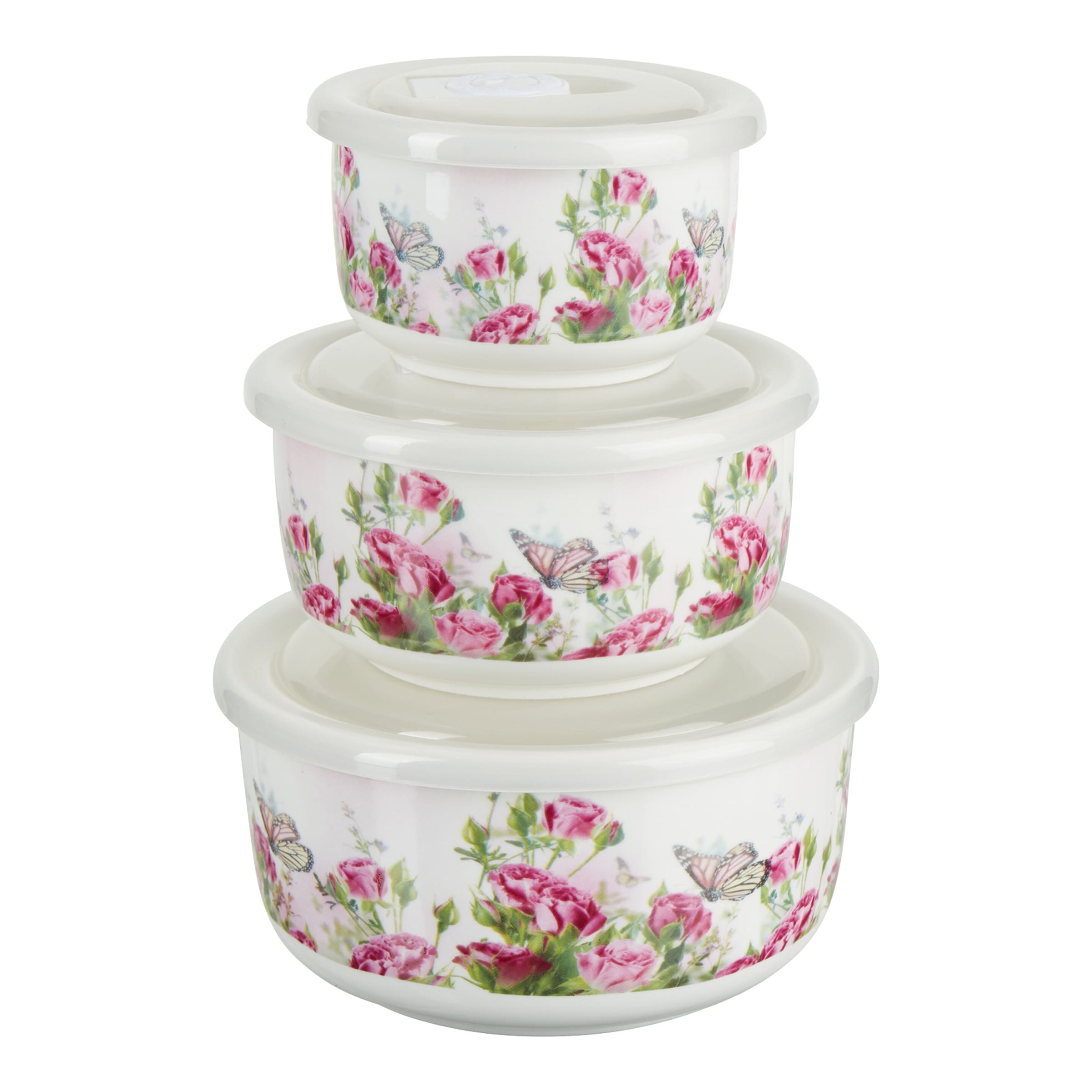 Porzellan-Frischhaltedosen-Set "Rosengarten", 6-teilig