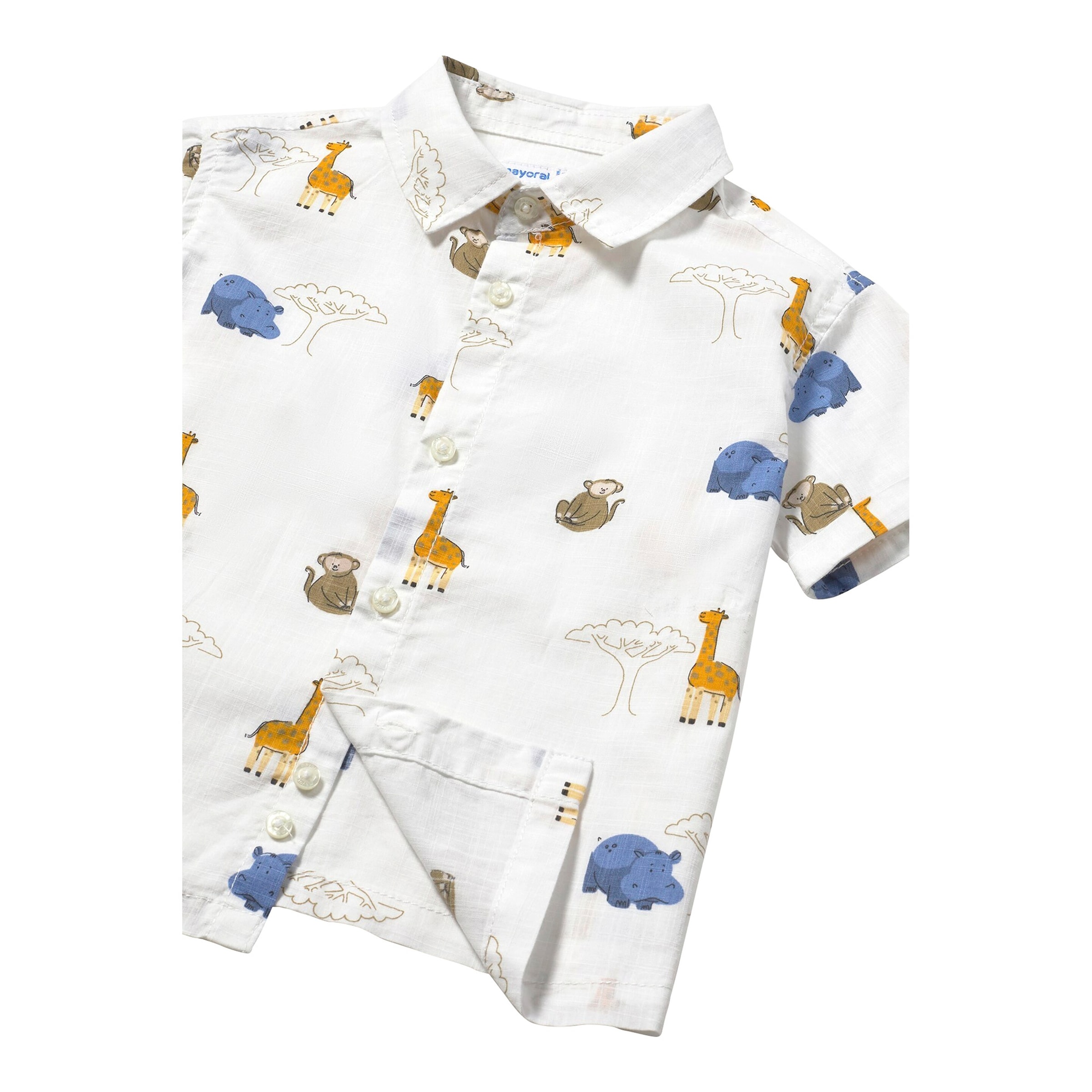 Hemd kurzarm Safari-Tiere Leinenoptik