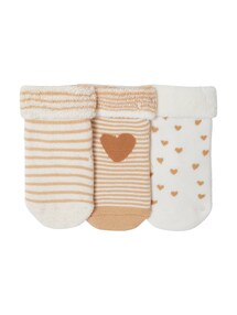 3er-Pack dicke Socken HERZEN mit Umschlag, Baby