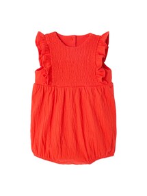Mädchen Baby Kurzoverall, Smokdetails und Volants