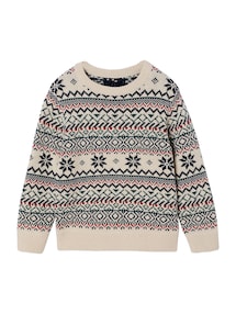 Jungen Jacquard-Pullover mit Rundhals