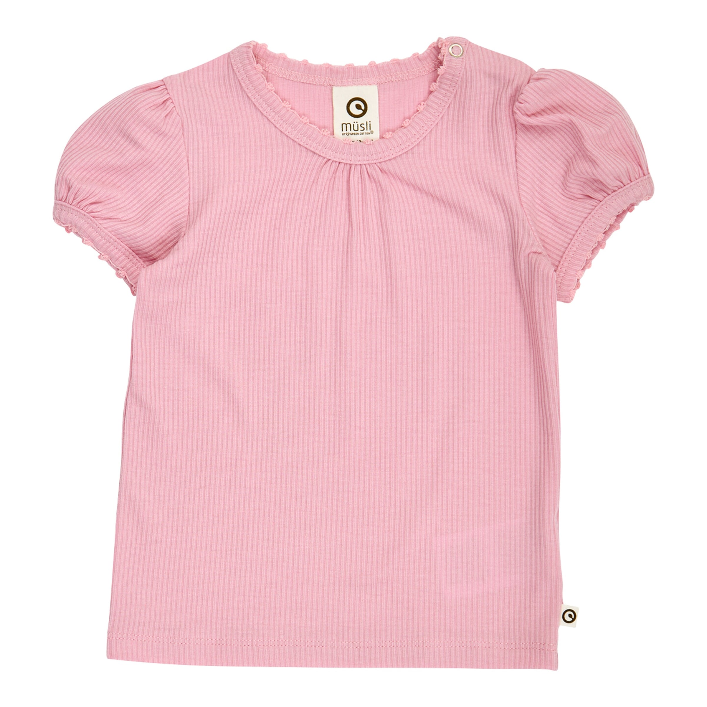 Müsli Tencel-T-Shirt mit Puffärmeln Rippqualität