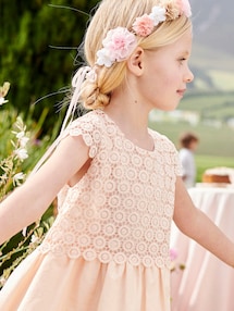 Festliches Mädchen Kleid mit Makrameespitze