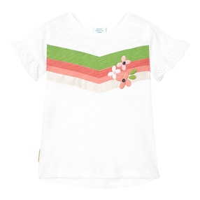 T-Shirt kurzarm Blumenstickerei