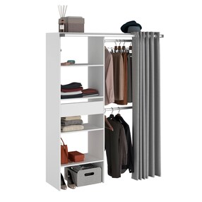 Kleiderschrank mit Vorhang "Bari 1" Weiß