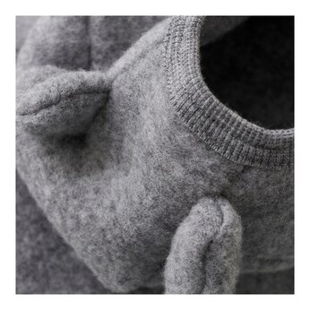 Wollfleece-Jacke Kapuze mit Ohren aus Merinowolle