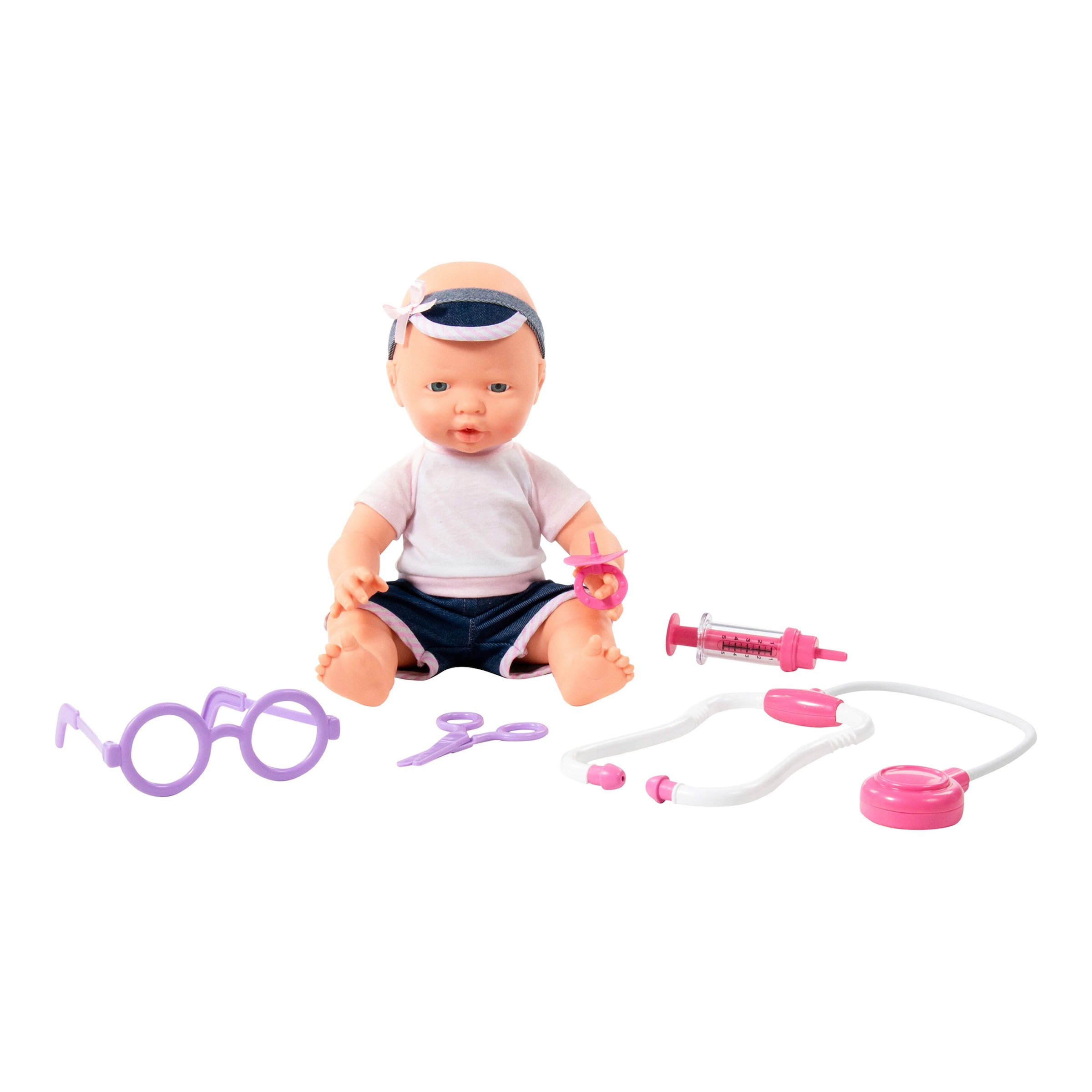 Puppe Fröhliches Baby 35cm mit Schnuller & Doktorset