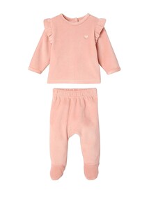 2er-Set Baby Samt-Schlafanzüge mit Herzen, Bio-Baumwolle