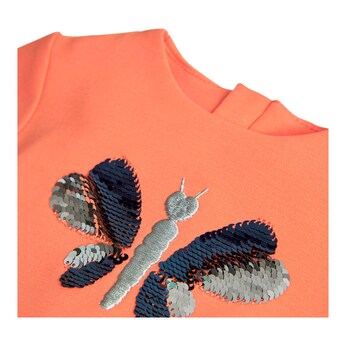 Kleid langarm Pailletten-Schmetterling Blumen 