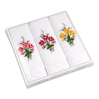 Spitzen-Taschentücher „Blumen“, 3 Stück