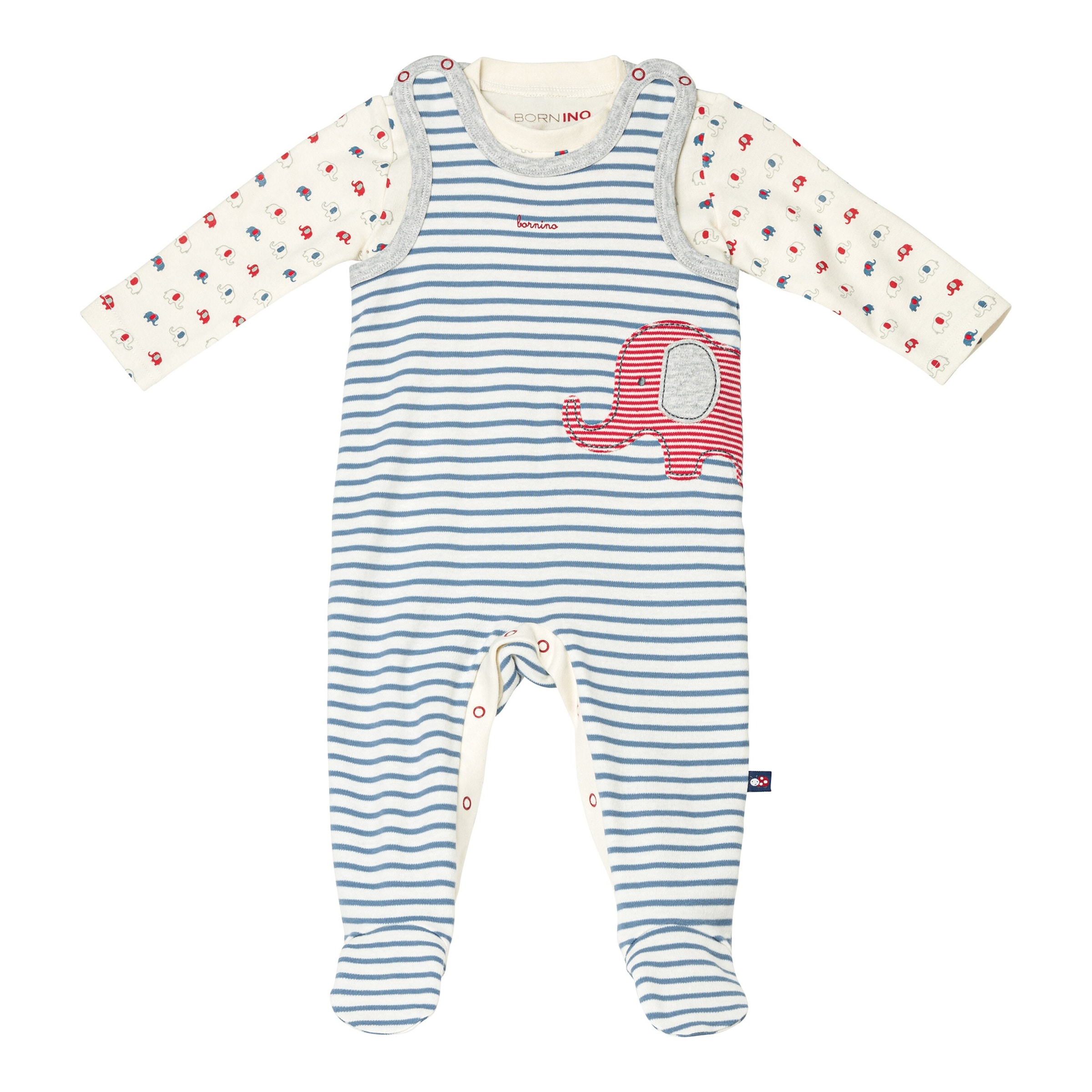 Bornino Lieblinge Strampler-Set 2-tlg. mit Shirt Elefant Ringel