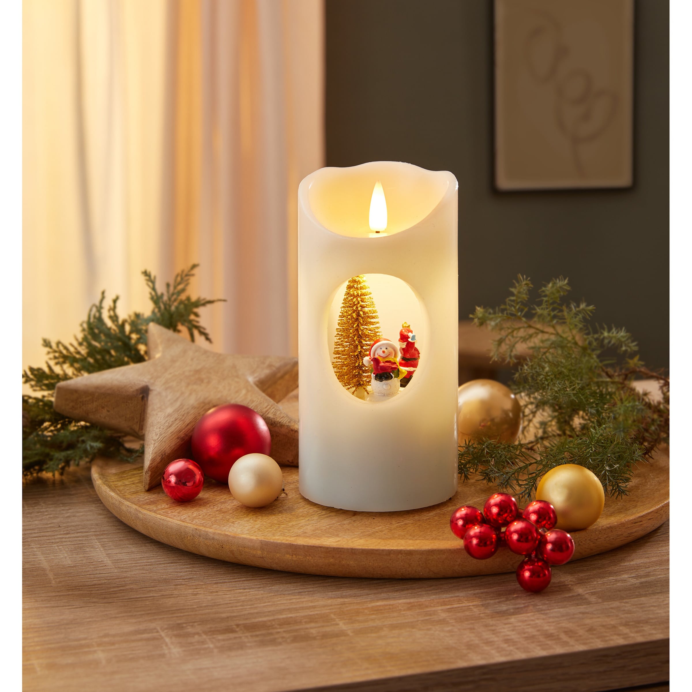 LED-Kerze mit Weihnachtskarussell
