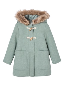 Mädchen Dufflecoat mit Kapuze & Knebelknöpfen