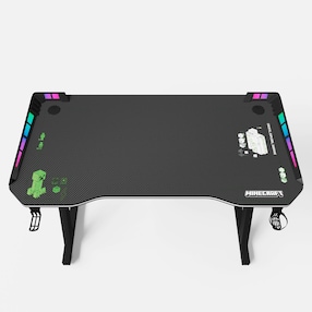 Gaming Tisch mit LED, Becher- und Headphonehalterung, Z-Fuß aus Metall MINECRAFT 