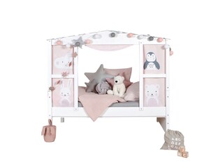 Hausbett Mini mit Bettkasten "Amelie" Kiefer Weiß