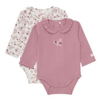 2er-Pack Bodys langarm Rüschenkragen Blumen Marienkäfer