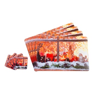 Placemats “Kerststemming”, 4 stuks + 4 Gratis onderzetters