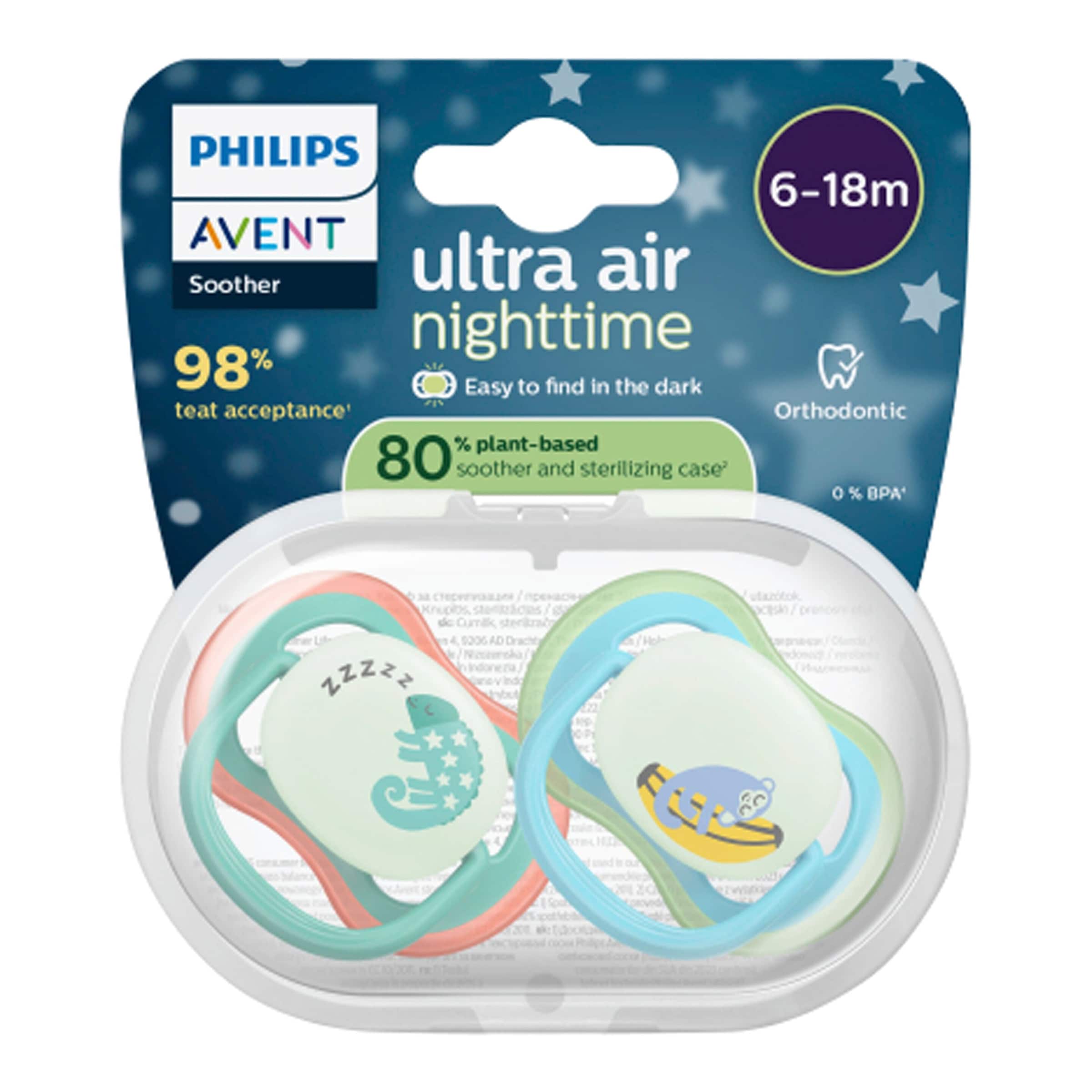 Philips Avent Schnuller +6 Monate Air Night Affe/Chamäleon