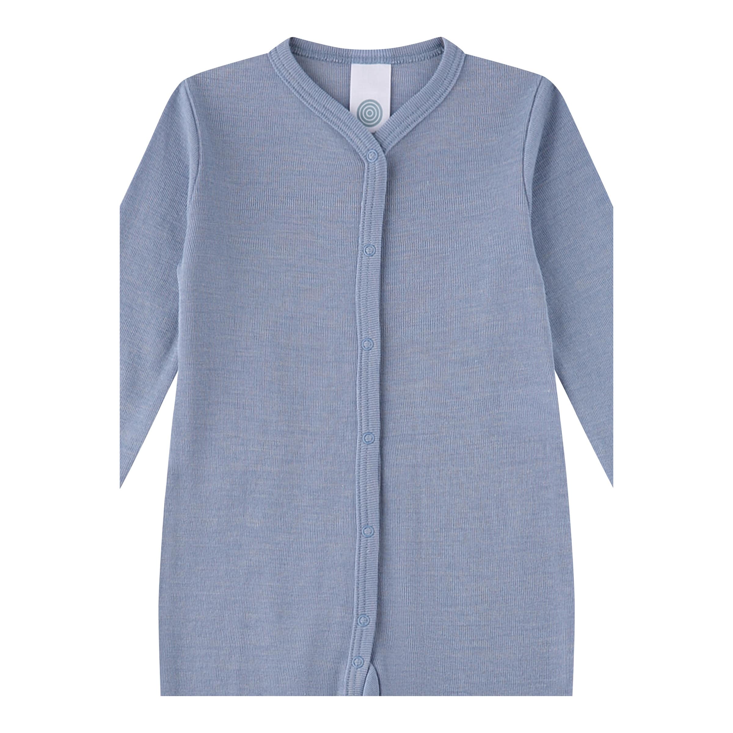 Schlafoverall mit Klappfuß Wolle/Seide