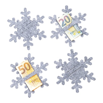 Geldcadeau "Sneeuwvlok", 4 stuks