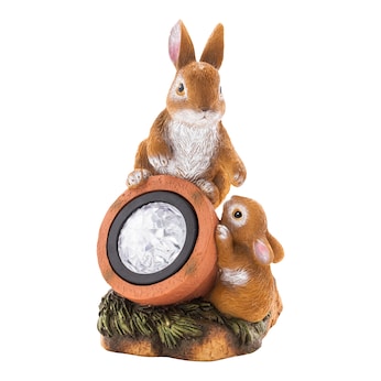 Figurine solaire à LED «Amis lapins»
