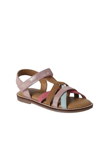 Kinder Ledersandalen mit Klett und bunten Riemchen