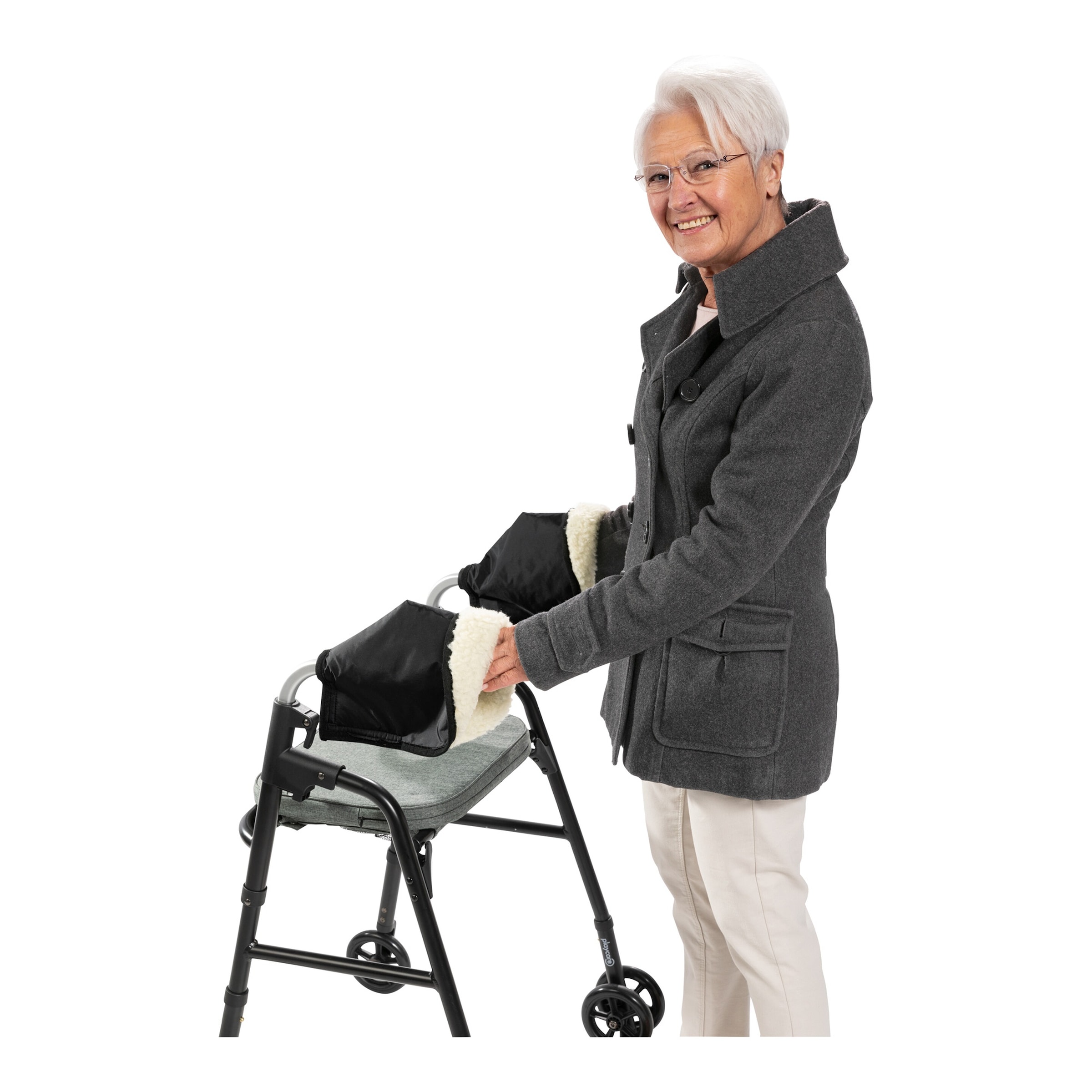 Schurwoll-Handwärmer für Rollatoren