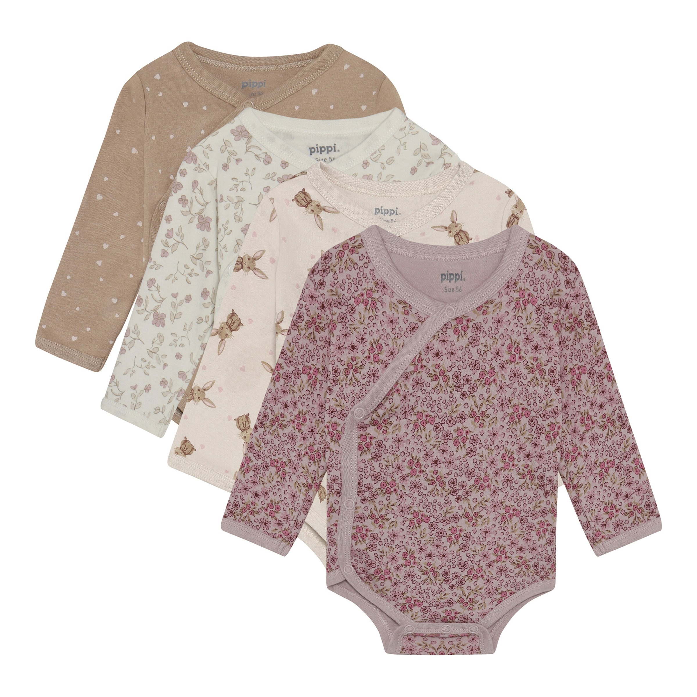 Pippi 4er-Pack Wickelbody langarm
