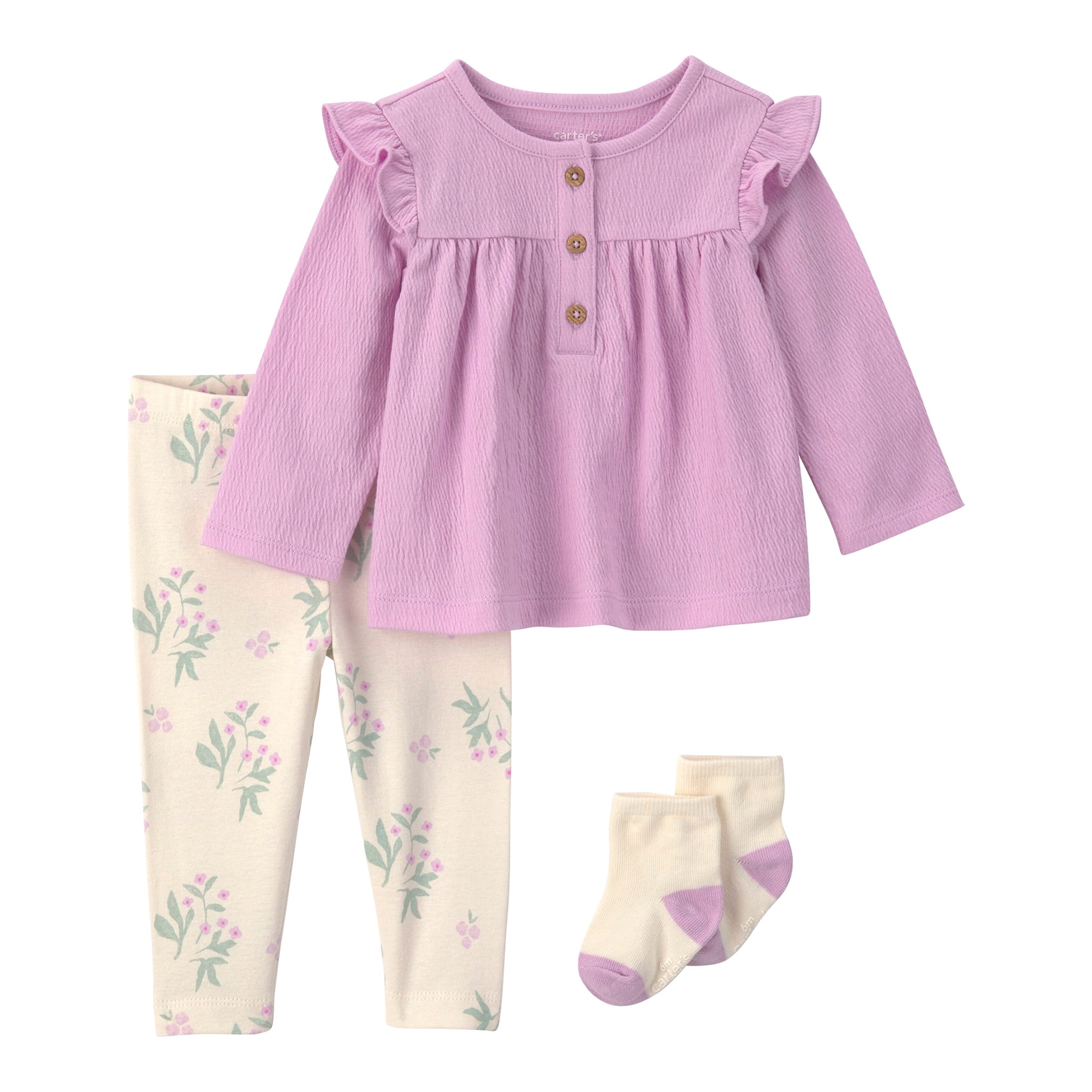 Carter's 2-tlg. Set Bluse langarm und Leggings Blumen gekreppt
