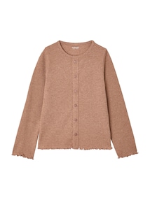Langarmshirt aus Ripp Mädchen, Zierknopfleiste