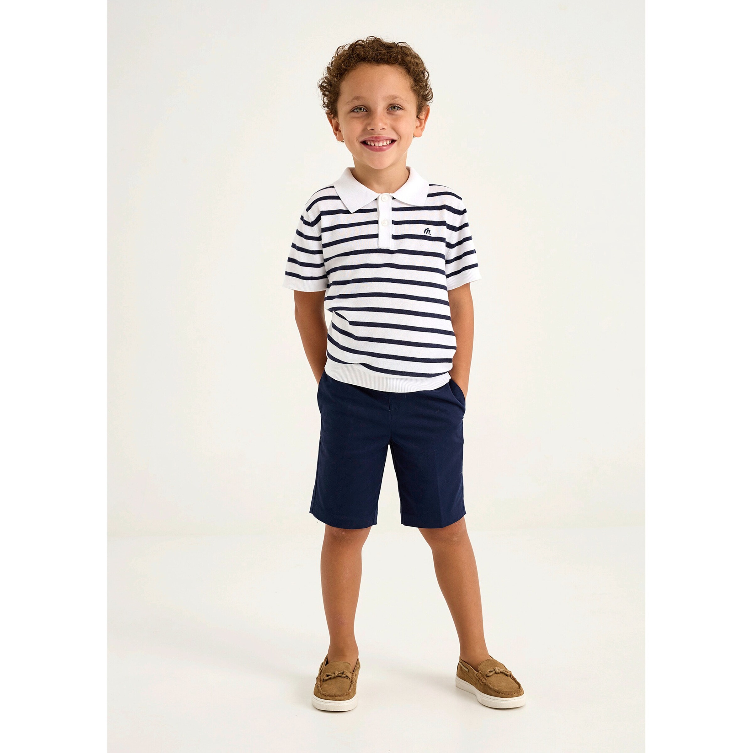 Thumbnail - Mayoral Polo-T-Shirt Ringel Feinstrick