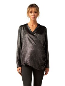 Wickelbluse für Schwangerschaft und Stillzeit , Glanzeffekt