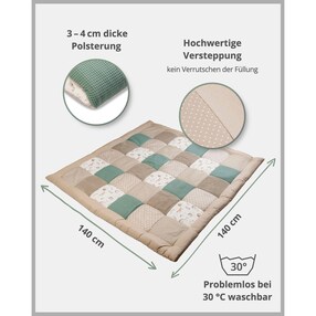 Krabbeldecke 140x140 cm Waffelpiqué/Cord