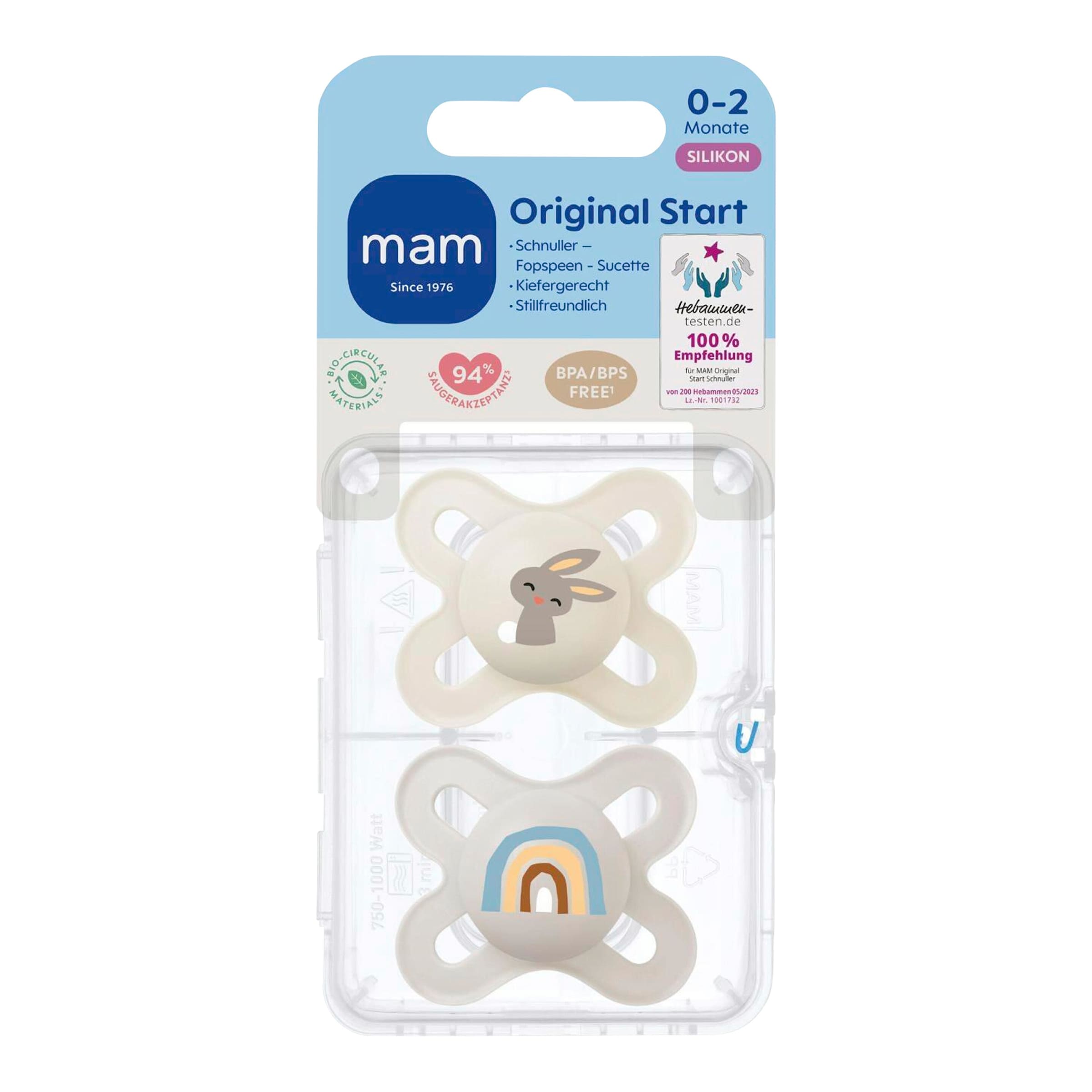 Mam 2er-Pack Schnuller Original Start Silikon, 0-2M