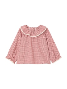 Mädchen Flanellbluse mit Vichykaro und Rüschenkragen