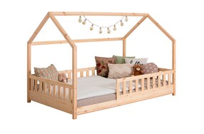 Kinderbett Hausbett "Kay" 120x200 Kiefer natur