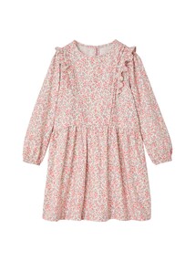 Kleid mit Volants Mädchen langärmlig, Blumenprint