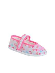 Mädchen Stoff-Hausschuhe mit Klett, Ballerinas