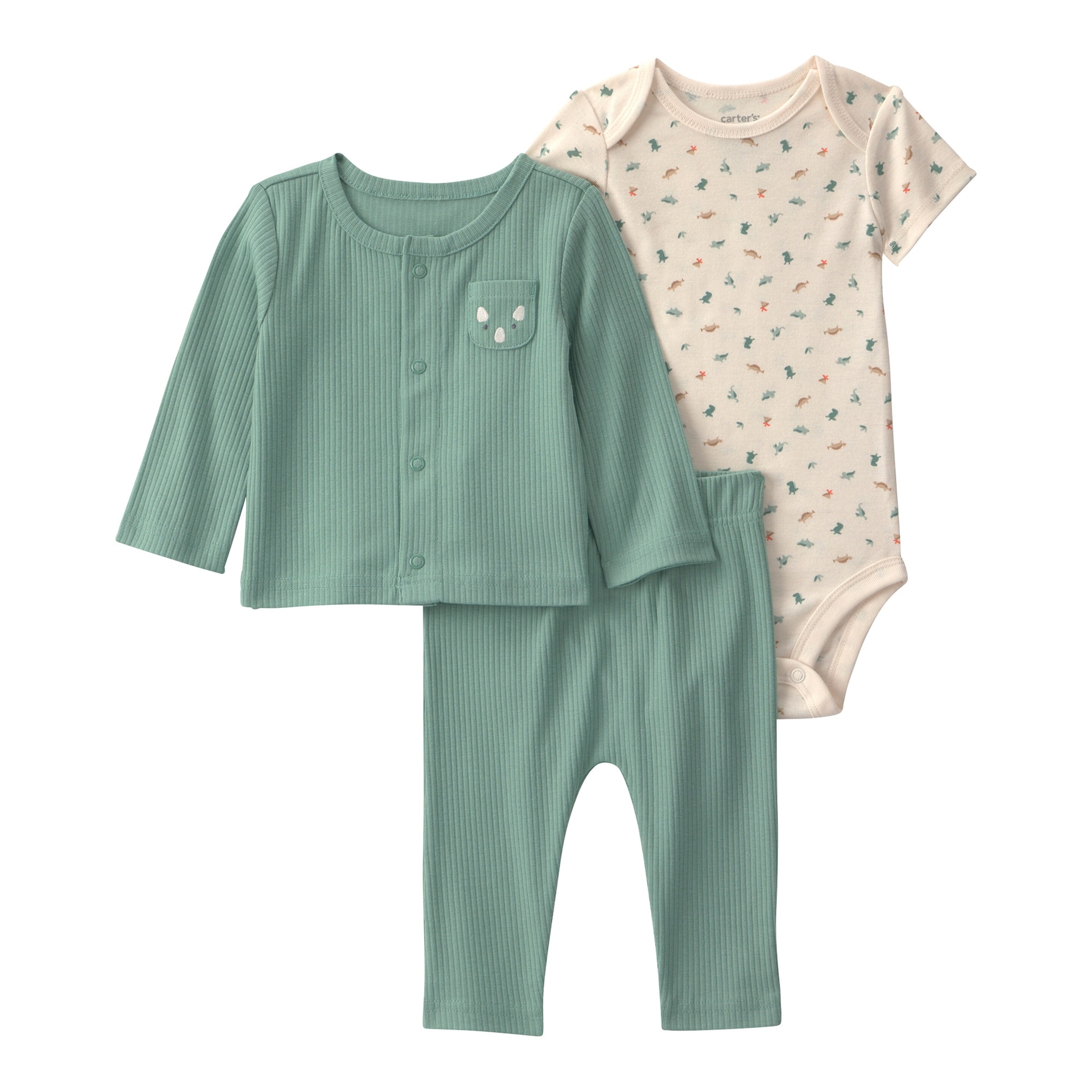 Carter's 3-tlg. Set Body kurzarm, Jacke und Hose Dinos Rippqualität